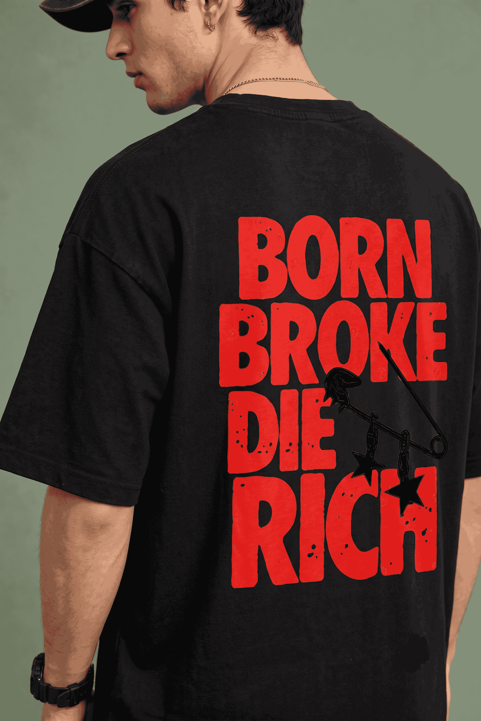 "Born Broke Die Rich" Heavyweight Oversized Graphic Tee | 240GSM Cotton
